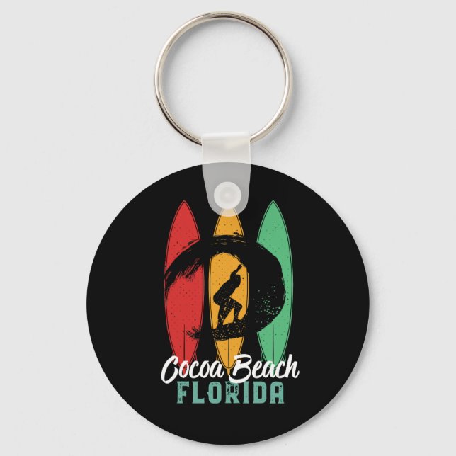 Cocoa Beach Florida Vintag Retro Surfen Schlüsselanhänger (Vorderseite)