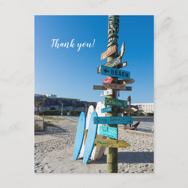 Cocoa Beach Tiki Totem Danke, Postkarte (Vorderseite)