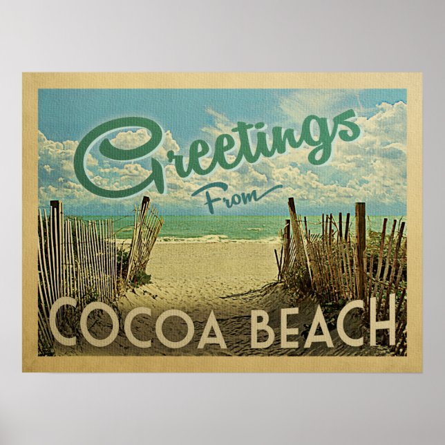 Cocoa Beach Vintage Reisen Poster (Vorne)