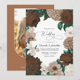 Cocoa Bean, Mushroom Taupe & Vanilla Cream Wedding Einladung