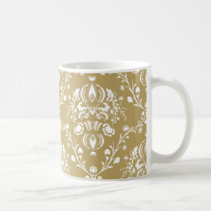 Cocoa-Braun und Creme-Damask Kaffeetasse