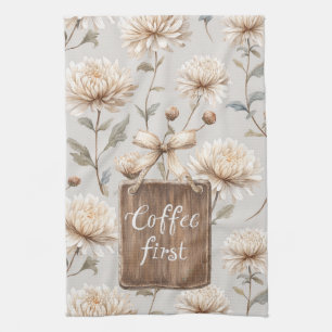 Cocoa Braune Creme Florale Kaffee Erst Geschirrtuch