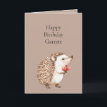 Cocoa Brown Cream Red Hearts Hedgehog Birthday Karte<br><div class="desc">Cocoa Brown Cream Red Hearts Hedgehog Birthday</div>