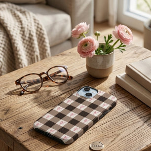 Cocoa Brown Heart Gingham Karo Mattes Case