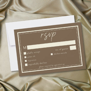 Cocoa Brown Minimalist Frame Hochzeit RSVP Karte