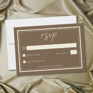 Cocoa Brown Minimalist Frame Hochzeit RSVP Karte