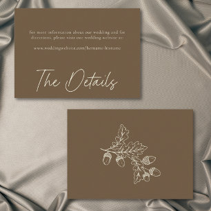 Cocoa Brown Minimalist Leaf Eichel Hochzeit im Her Begleitkarte