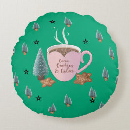 Cocoa, Cookies & Calm – Pastel Christmas CoT-Shirt Rundes Kissen