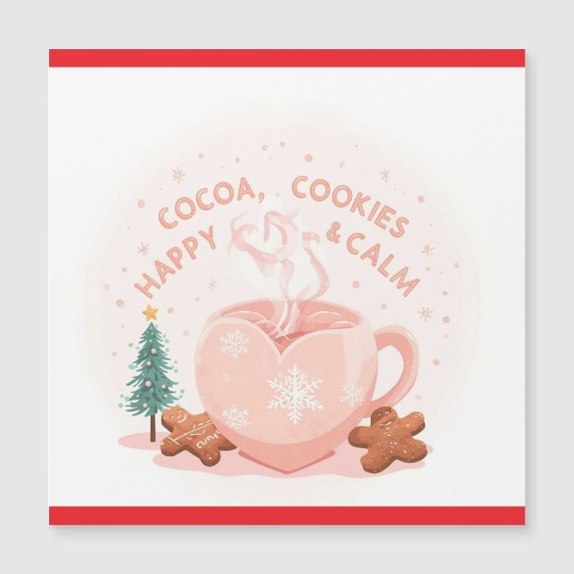 Cocoa, Cookies & Calm – Pastel Weihnachts CoT-Shir Magnetkarte (Vorderseite)