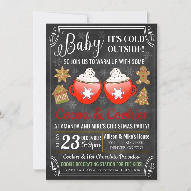 Cocoa & Cookies Christmas Party Invitation (Devant)