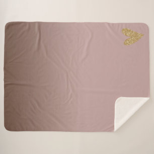 Cocoa Cream Brown Ombre Gold Glitzer Herz Sherpadecke