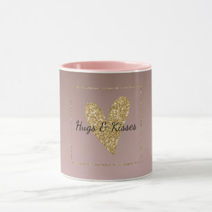 Cocoa Cream Brown Ombre Gold Glitzer Herz Tasse