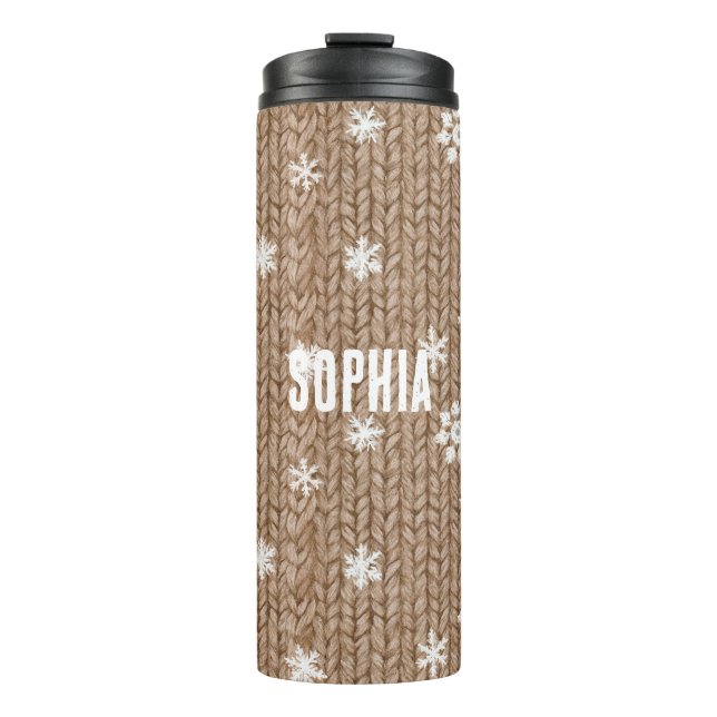 Cocoa Cream Snowflakes Christmas Thermosbecher (Vorderseite)