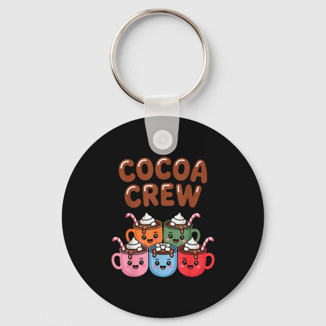 Cocoa Crew Cute Christmas Hot Chocolate Matching P Schlüsselanhänger (Vorderseite)