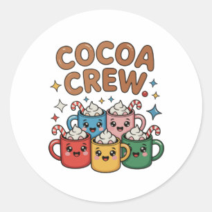 Cocoa Crew Heiße Schokolade Kawaii Weihnachten Xma Runder Aufkleber