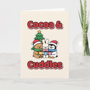 Cocoa und Kuscheltiere Weihnachtsbär Hase Pinguin Karte