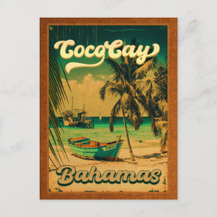 CocoCay Bahamas Islands Retro Palm Tree Souvenirs Postkarte