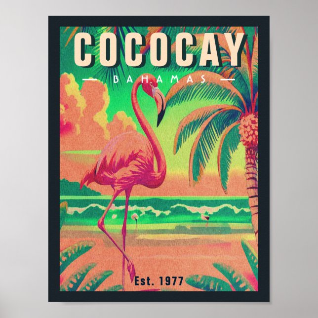 CocoCay Bahamas Retro Flamingo Souvenir 1950s Poster (Vorne)