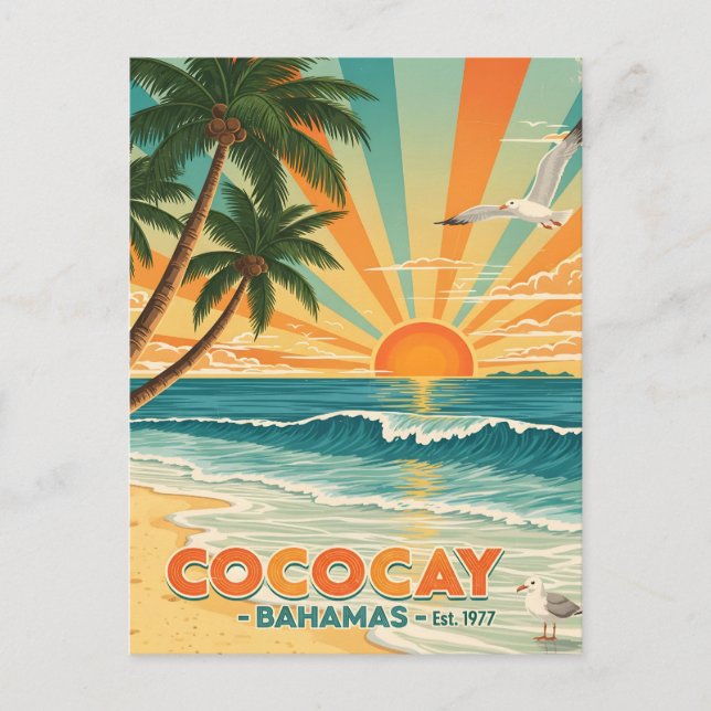 Cococay Bahamas Vintage Travel Postkarte (Vorderseite)