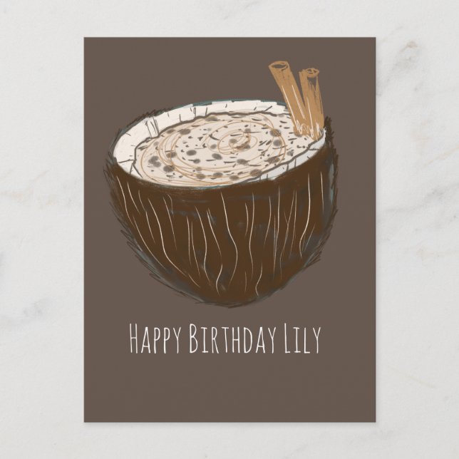 Coconut Art Joyeux Anniversaire Carte Nom (Devant)