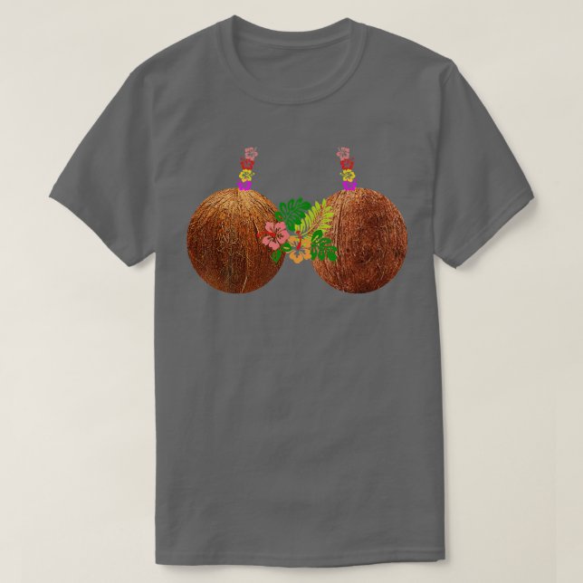 Coconut Bra Hawaii Luau Costume Funny  T-Shirt (Design vorne)