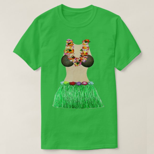 Coconut Bra Lei Blume Grasrock Cool Luau Teil T-Shirt (Design vorne)