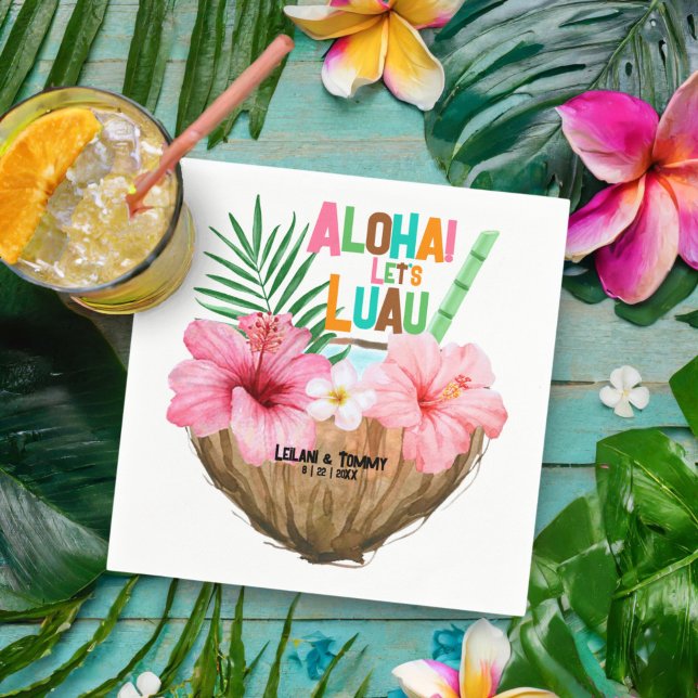 Coconut Cocktail Hawaiian Luau Tropisches Party Serviette (Von Creator hochgeladen)