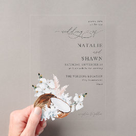 Coconut Coral & White Floral Wedding Acryleinladungen