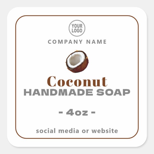 Coconut Handmade Soap Square Aufkleber (Vorderseite)