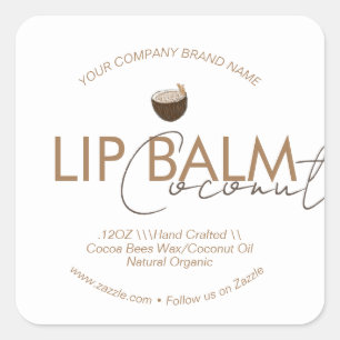 Coconut Lip Balm Scrub Business Packaging Quadratischer Aufkleber