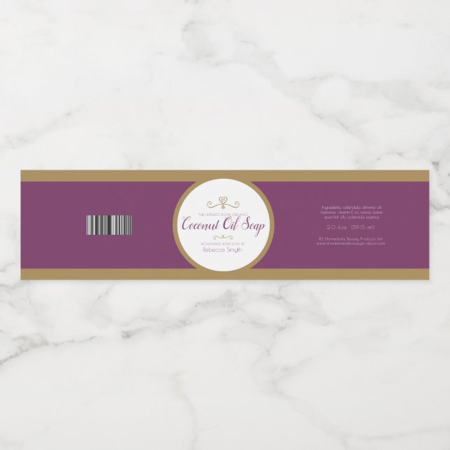Coconut-Ölseife - lila Goldlabel (Einzelnes Label)
