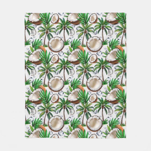 Coconut Palm Tree tropisches Muster Fleecedecke (Vorderseite)