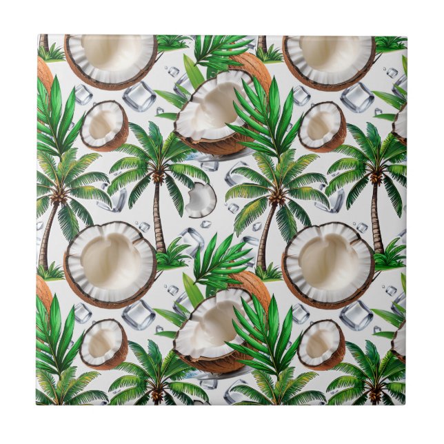 Coconut Palm Tree tropisches Muster Fliese (Vorderseite)