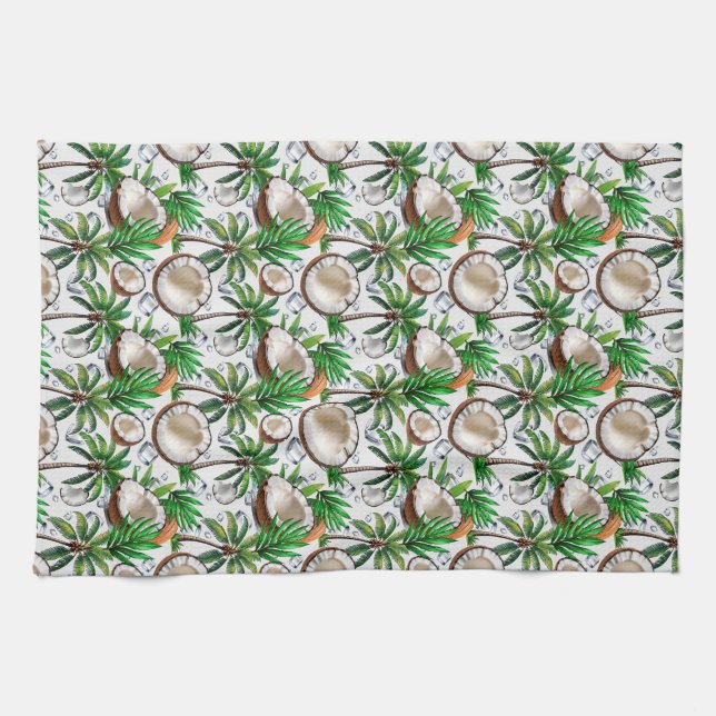 Coconut Palm Tree tropisches Muster Geschirrtuch (Horizontal)