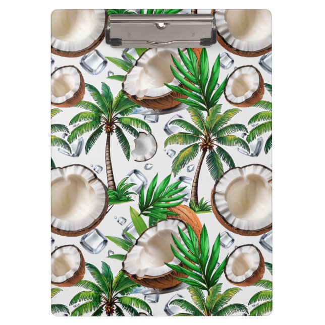Coconut Palm Tree tropisches Muster Klemmbrett (Vorderseite)