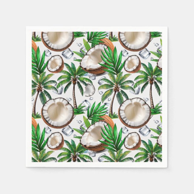 Coconut Palm Tree tropisches Muster Serviette (Vorderseite)