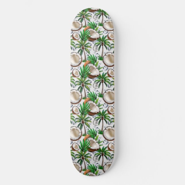 Coconut Palm Tree tropisches Muster Skateboard (Vorderseite)