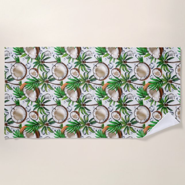 Coconut Palm Tree tropisches Muster Strandtuch (Vorderseite)