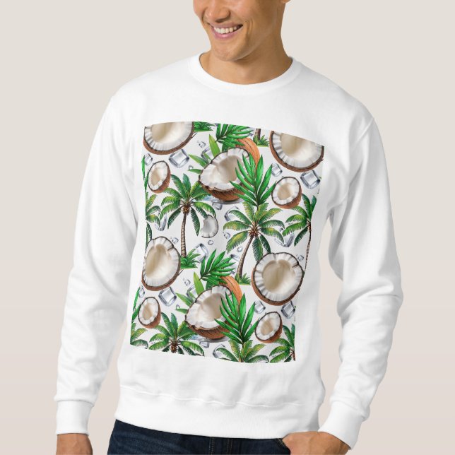 Coconut Palm Tree tropisches Muster Sweatshirt (Vorderseite)
