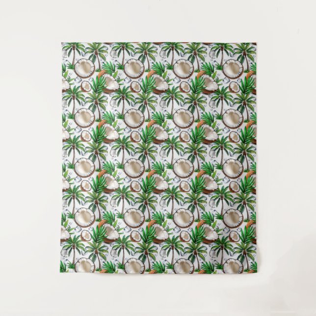 Coconut Palm Tree tropisches Muster Wandteppich (Vorderseite)
