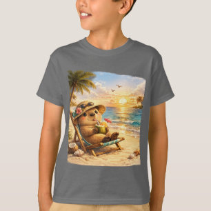 Coconut-Strand-Kapybara Süße Sommer-Tropen-Dessi T-Shirt