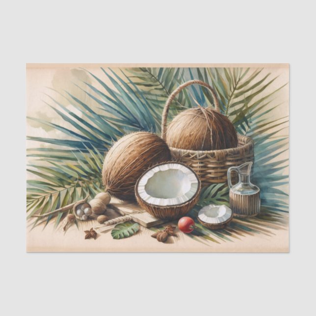 Coconut tropical dekoupage seidenpapier (Vorderseite)
