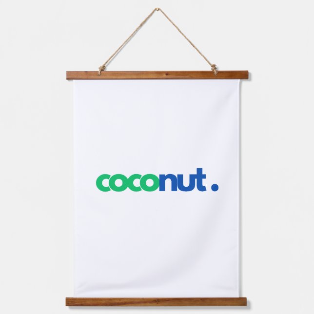 Coconut Typografie Wandteppich Mit Holzrahmen (Vorderseite)