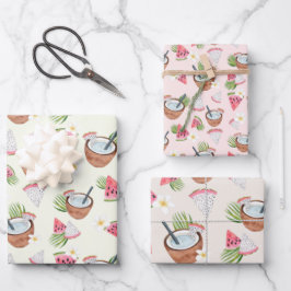 Coconut Watermelon Smoothie Wrapping Paper Geschenkpapier Set