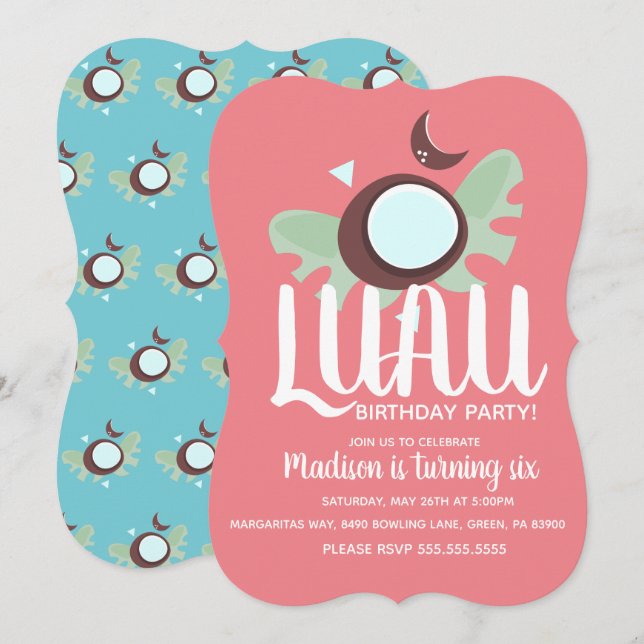 Coconuts Luau Tropical Birthday Party Einladung (Vorne/Hinten)