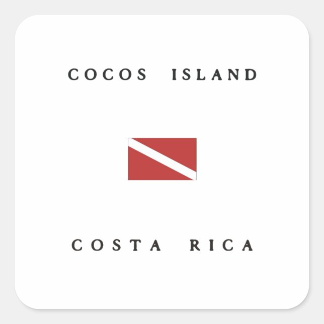 Cocos Island Costa Rica Tauchflagge Quadratischer Aufkleber (Vorderseite)