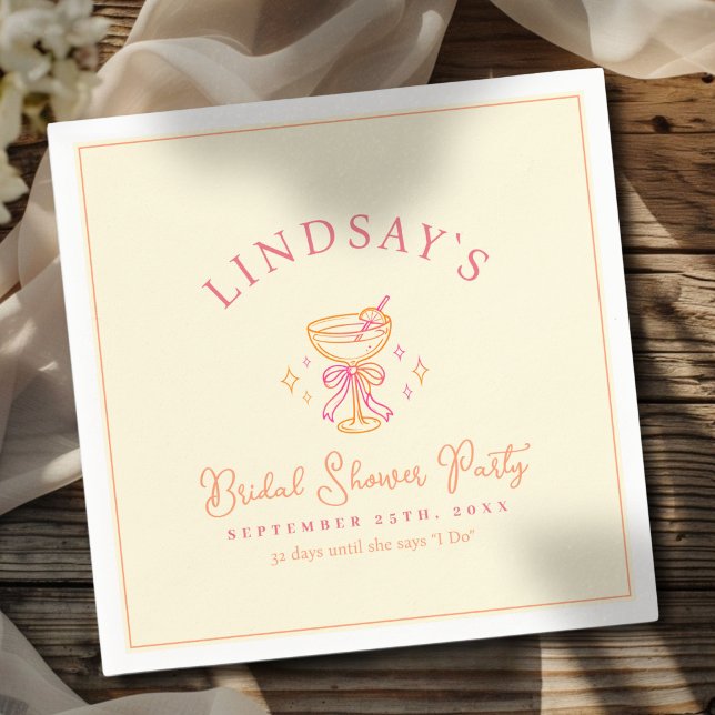 Coctail Bridal Shower Serviette (Coctail Bridal Shower Napkins)