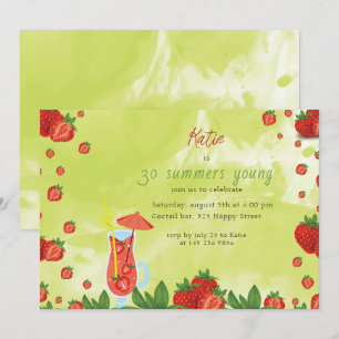 Coctail de fraise Invitation d'anniversaire