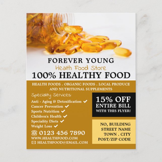 Cod Liver Oil, Health Food Store Advertising Flyer (Vorne)