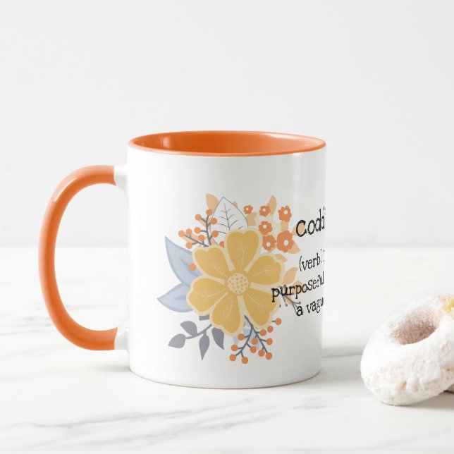 Coddiwomple Orange Gray Blume Tasse (Mit Donut)